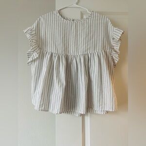 Altar'd State White and Black Striped Kids Blouse